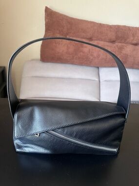 Walter Baker Black Asymmetrical Zip Shoulder Bag